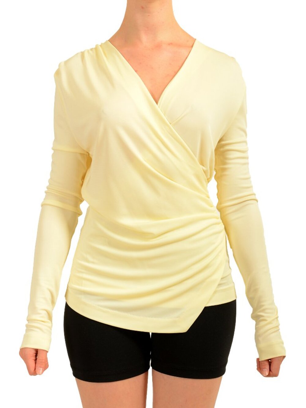 Hugo Boss Women's "Epuetta" Yellow Long Sleeve Stretch Blouse Top US S IT 40